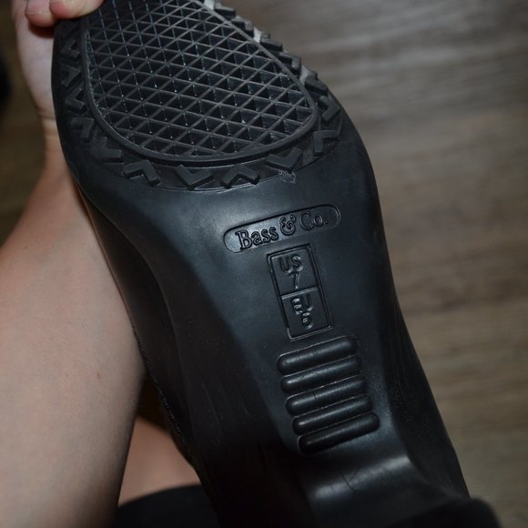 NWOT Bass & Co Black Leather Heeled Ankle Bootie Square Toe Shoe Size 7 - Picture 5 of 5